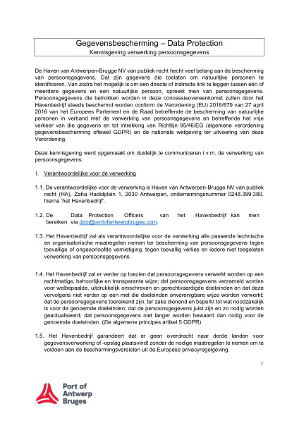 Annex to the survey bundle with the declaration concerning the processing of personal data. (Dutch only)