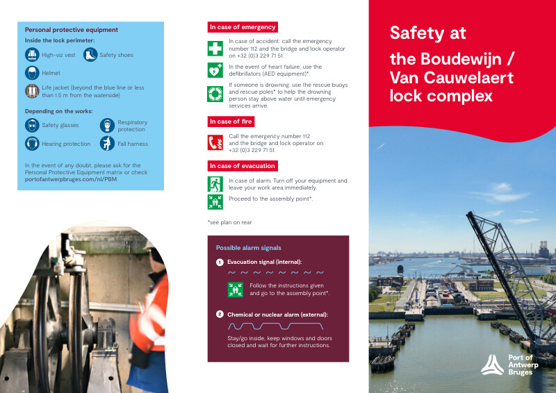 Safety regulations when visiting the Van Cauwelaert and Boudewijn lock complex.