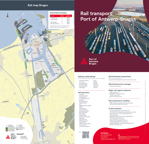 Op de website van Port of Antwerp-Bruges vind je een geüpdatete versie van de spoorkaart, met nuttige informatie, van de platformen Antwerpen en Zeebrugge.  